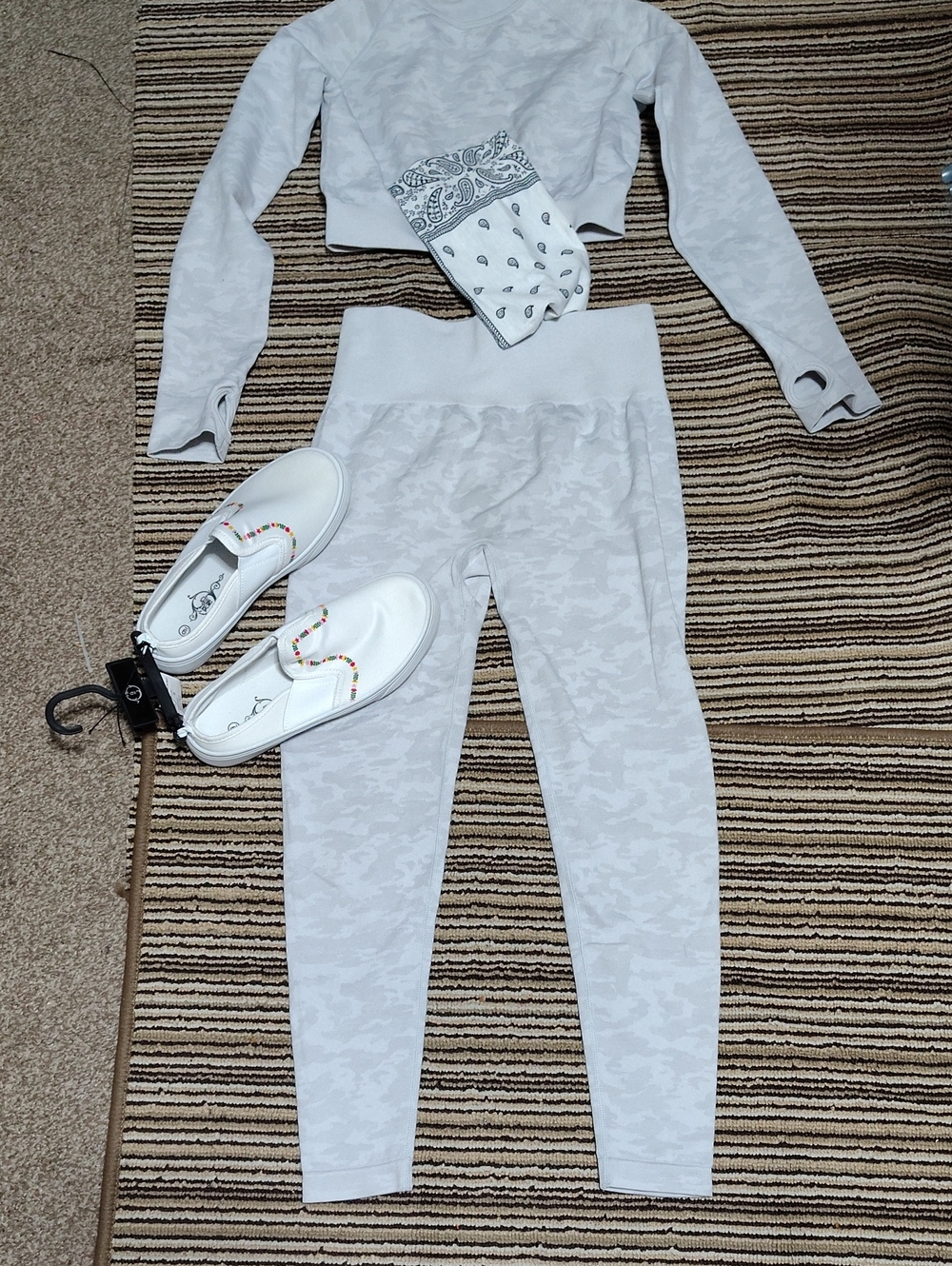 #0259 Seamless High-Waist Leggings - Light Gray Set